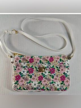 Juicy Couture Floral Print Crossbody Bag White Pink Y2K Aesthetic